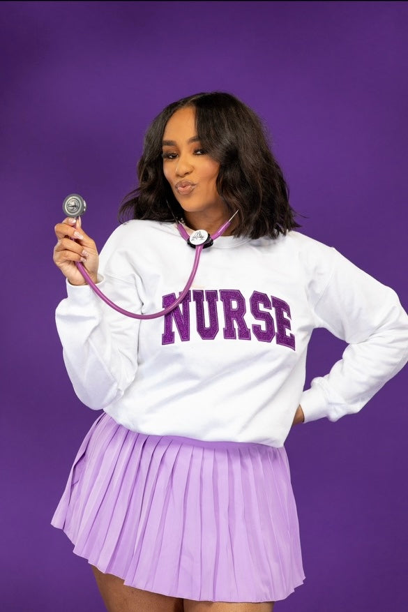 Nurse Glitter Embroidered Sweatshirt