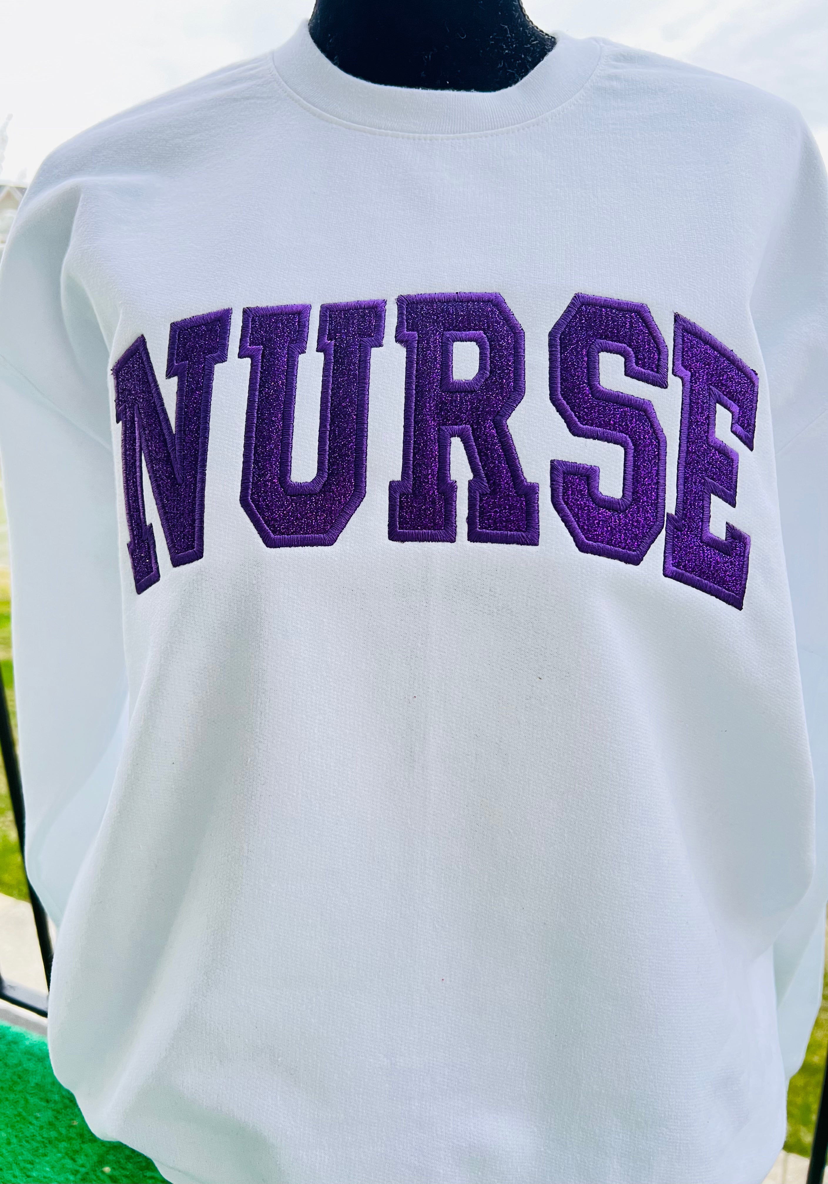 Nurse Glitter Embroidered Sweatshirt