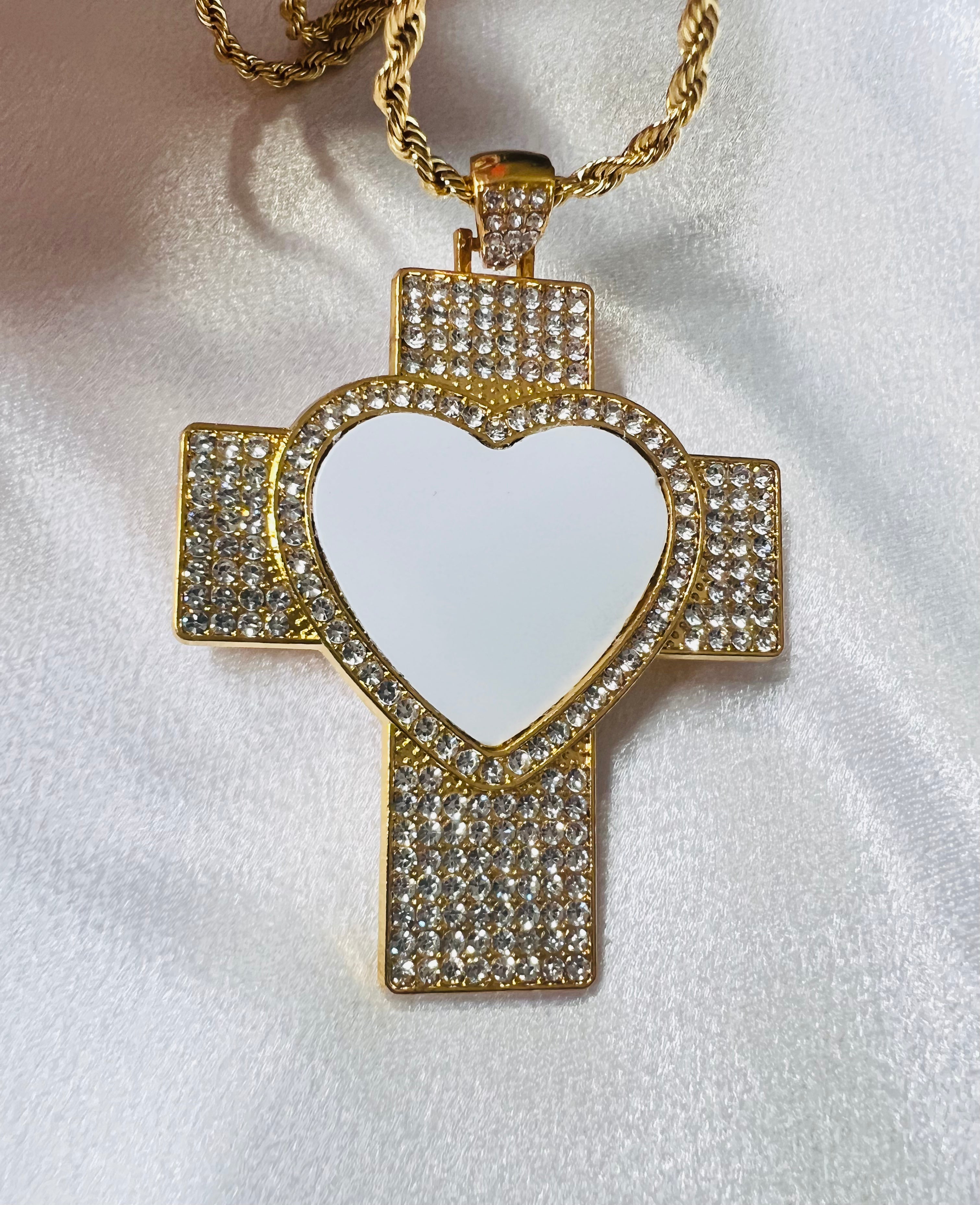 Cross Heart Photo Necklace